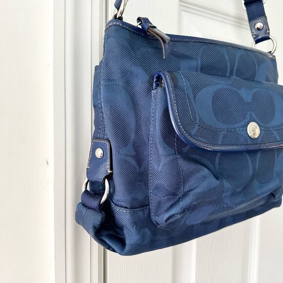 Coach Blue Canvas Signature Monogram F16550 Y2K Convertible Shoulder Bag Clean - Picture 3 of 9